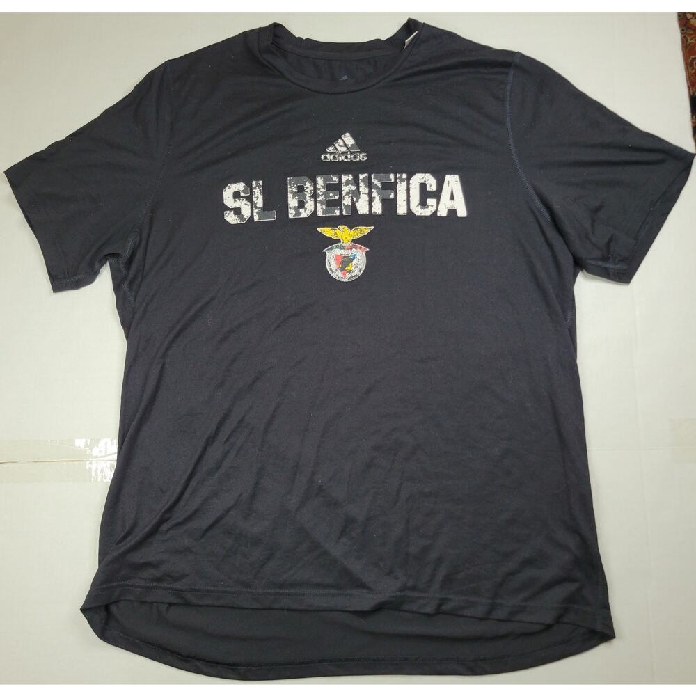 VTG Y2K SL Benfica Adidas Futbol FC Football Sportswear T-shirt XL Distressed